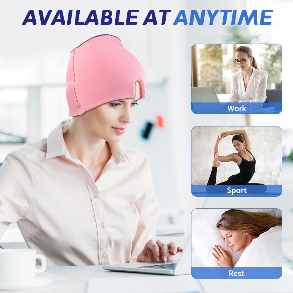 💗 Migraine Relief Ice Cap – Hot & Cold Therapy Headache Relief Mask | Cooling Compression Cap for Migraine, Sinus, Stress & Puffy Eyes